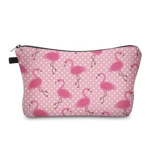 Cosmetic Bag Makeup Flamingo Pink Vacation Clutch Pouch Travel Storage Weekend